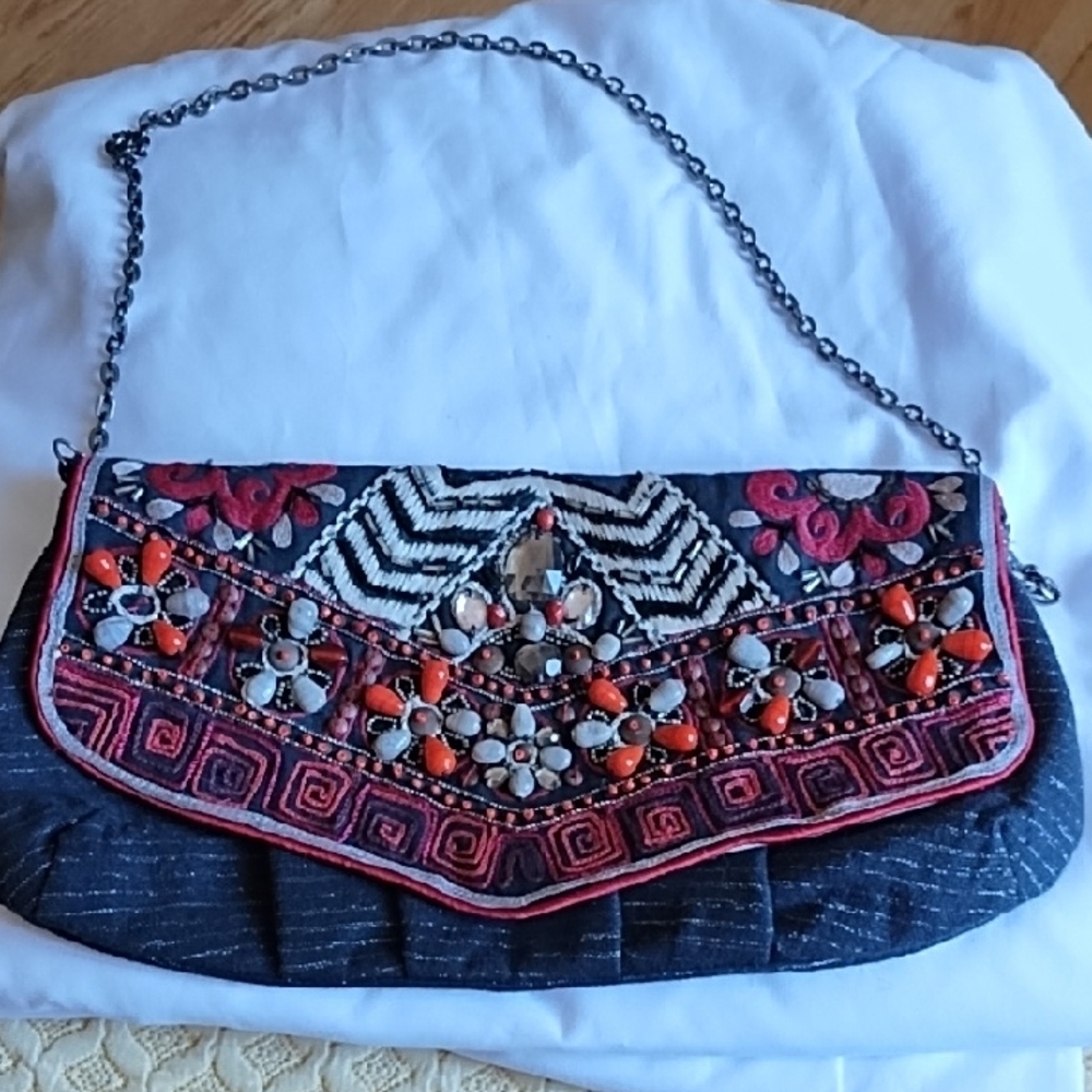 Chicos beaded and embroidered boho style shoulder bag.